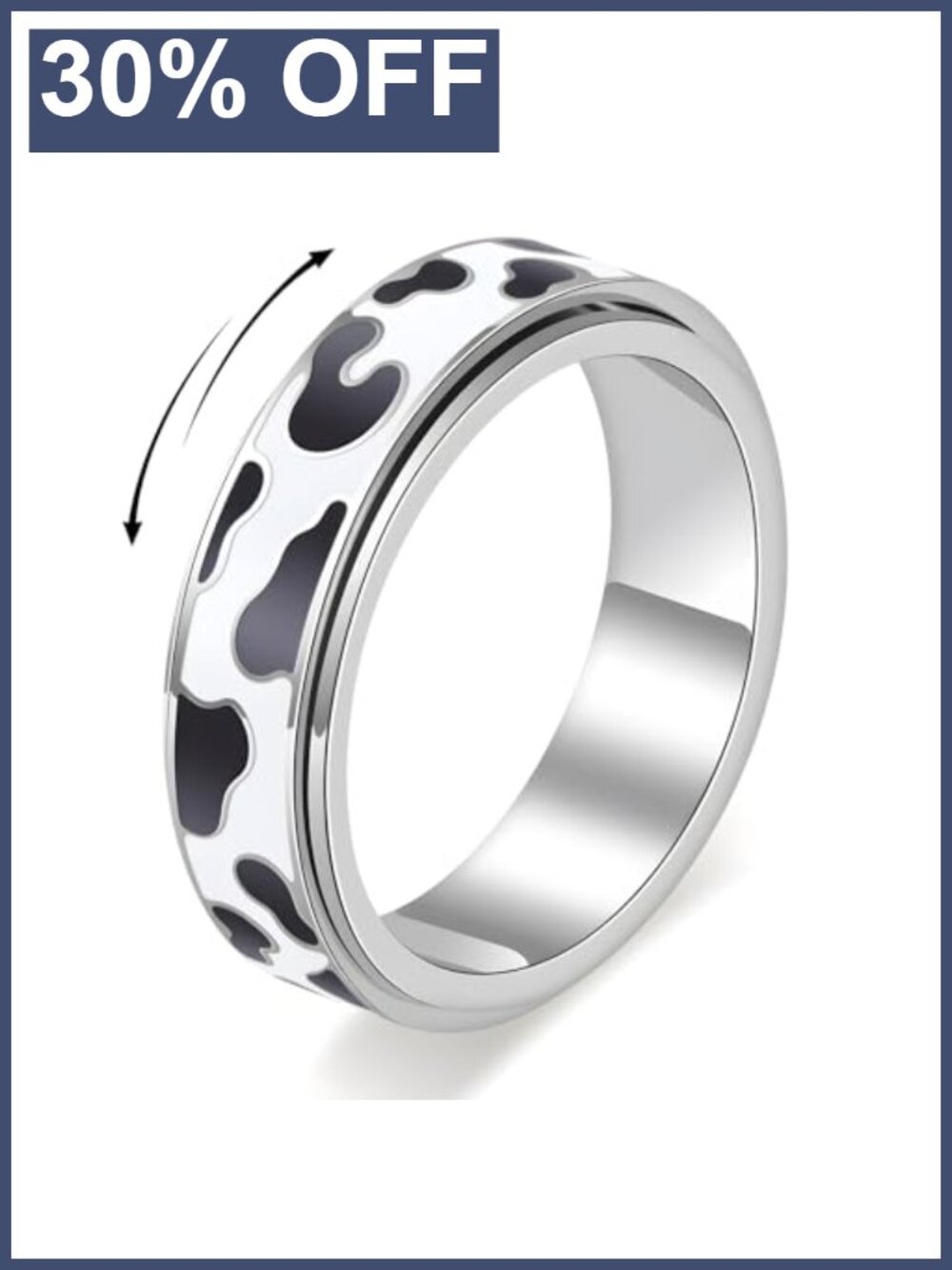 18K Gold Plated Stainless Steel Fidget Spinner Ring Anxiety Relief